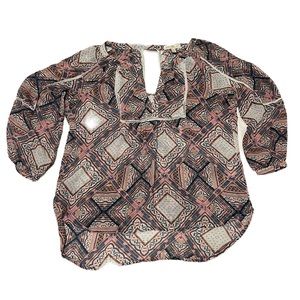 Women’s LOVE FIRE, High/Low, Bishop Sleeves Top, Multi Colors, Size Large